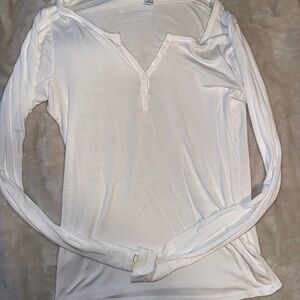 Fashion Nova White Fitted Buttoned Polo Blouse